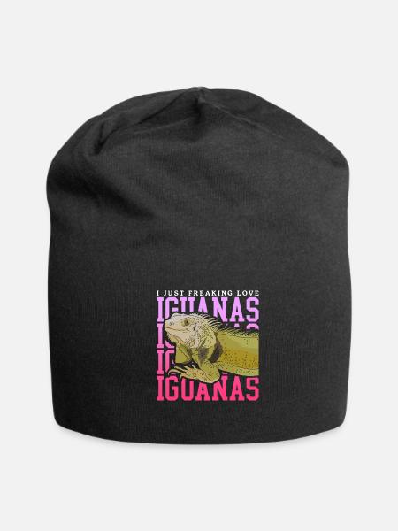 Iguana Lizard I Love Iguanas - Jersey Beanie - black - Front