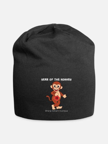 Year Of The Monkey Cute Zodiac Chinese New Year - Jersey Beanie - black - Front
