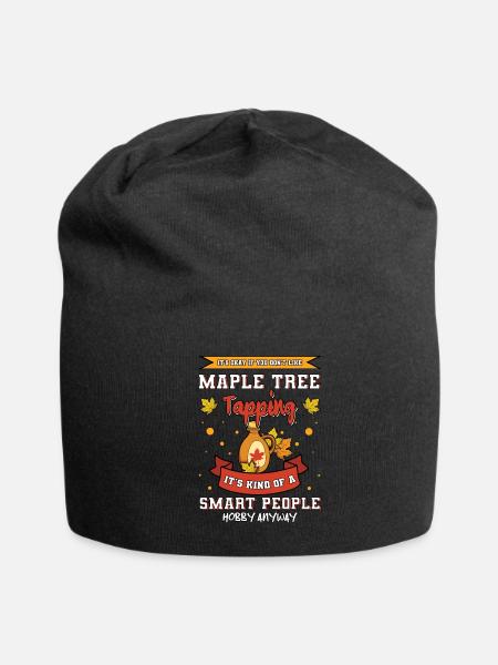 Maple Tree Tapping Maple Tree Maple Leaf - Jersey Beanie - black - Front