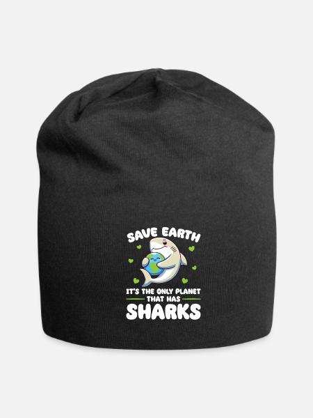 Is The Only Planet With Sharks Earth Day - Jersey Beanie - black - Front