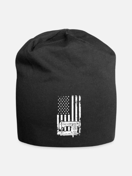 Sewing US flag Sewing Machine US Flag Sewing - Jersey Beanie - black - Front