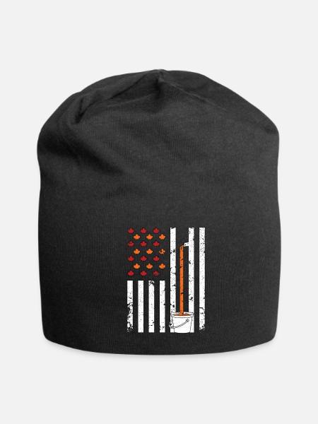 Maple Tapping Flag Maple Tree Maple Leaf - Jersey Beanie - black - Front