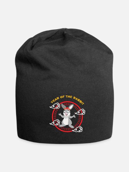 Year Of Rabbit Cute Kawaii Chinese New Year - Jersey Beanie - black - Front