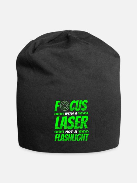 Lasertag Saying Focus With Laser Not A Flashlight - Jersey Beanie - black - Front