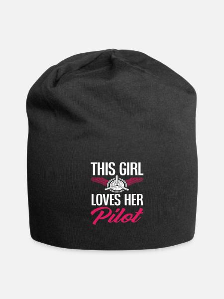 Pilot This Girl Loves Her Pilot - Jersey Beanie - black - Front