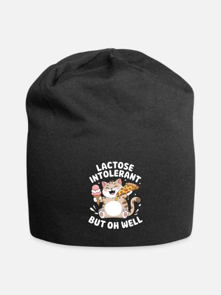 Lactose Intolerant But Oh Well Lactose Intolerance - Jersey Beanie - black - Front