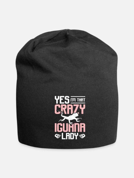 Yes I'm that crazy Iguana lady - Jersey Beanie - black - Front