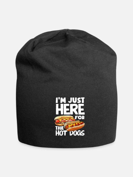 I'm Just Here For The Hot Dogs Fun - Jersey Beanie - black - Front
