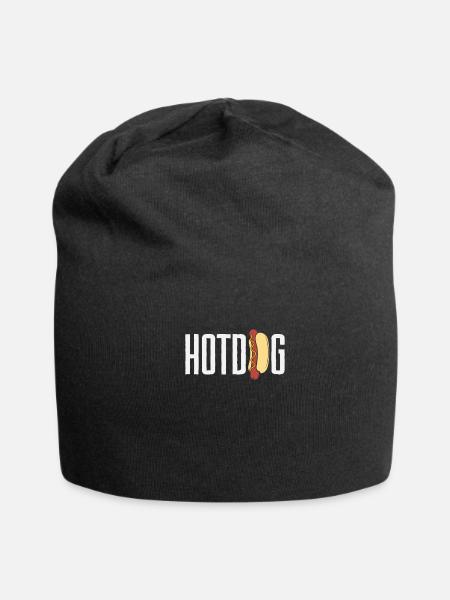 Hot Dog Enthusiast Fun Graphic Tee - Jersey Beanie - black - Front