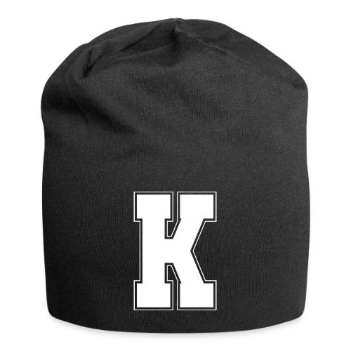 White Letter K – Varsity Alphabet Monogram - Jersey Beanie
