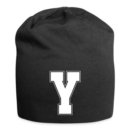 White Letter Y – Varsity Alphabet Monogram - Jersey Beanie