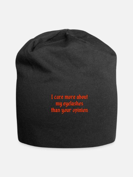 I care more about my eyelashes than your opinion - Jersey Beanie - black - Front