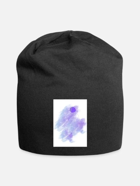 Watercolor Astronaut Nebula - Jersey Beanie - black