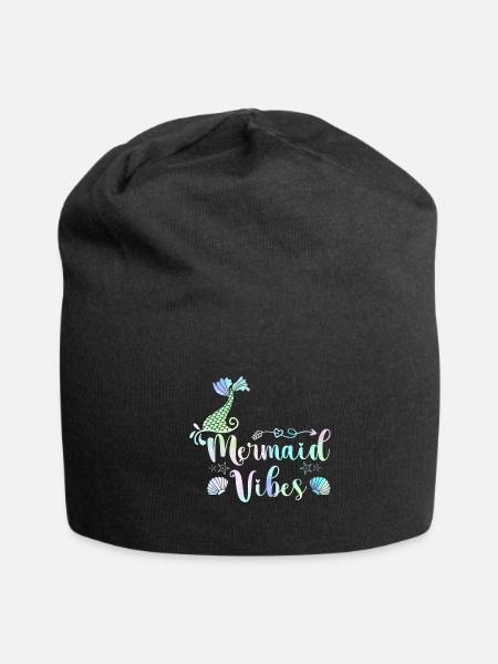 Mermaids Women Girls Mermaid Lover - Jersey Beanie - black - Front