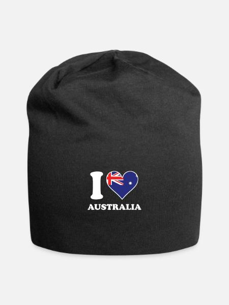 I Love Australia Australian Flag Heart - Jersey Beanie - black