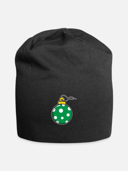 Green Polka dot Christmas Ball - Jersey Beanie - black