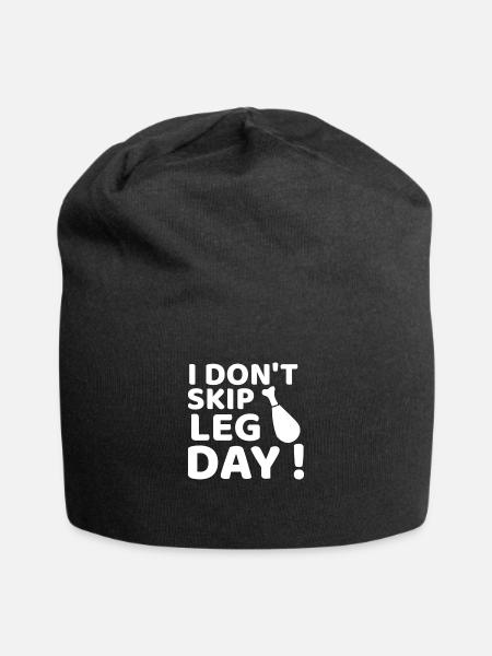 I Don t Skip Leg Day - Jersey Beanie - black - Front