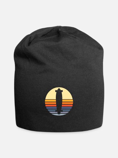 Retro Longboard - Jersey Beanie - black - Front