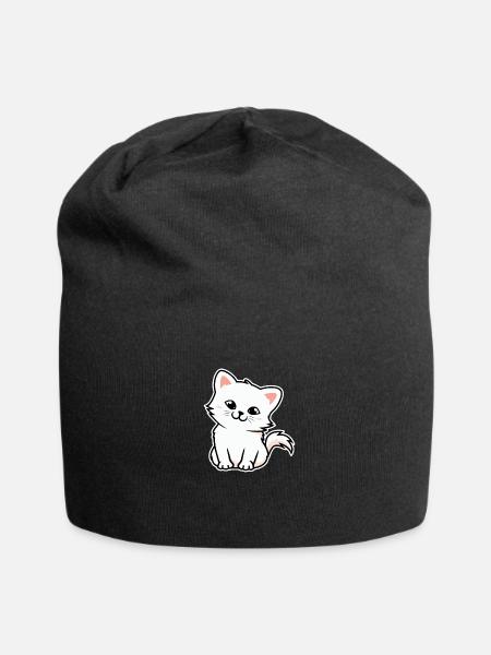 Cut cat sticker - Jersey Beanie - black - Front