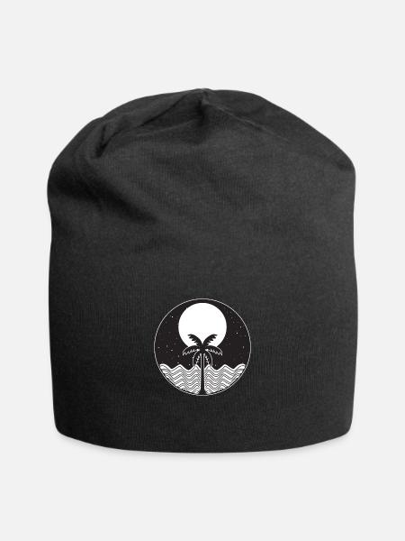 Palm on night sky - Jersey Beanie - black