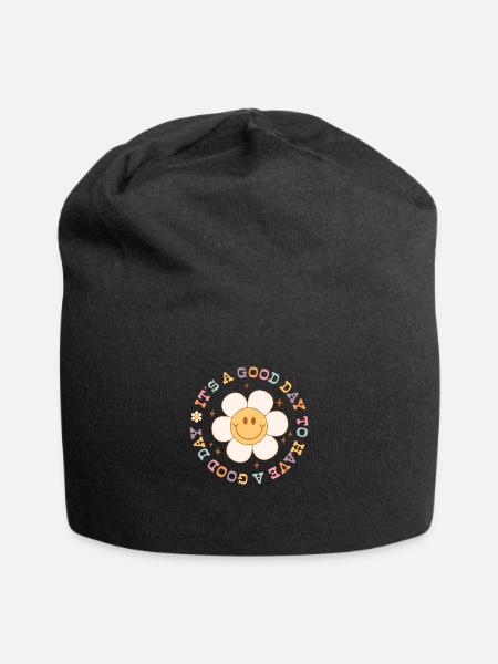 It s A Good Day To Have A Good Day Retro Face - Jersey Beanie - black - Front