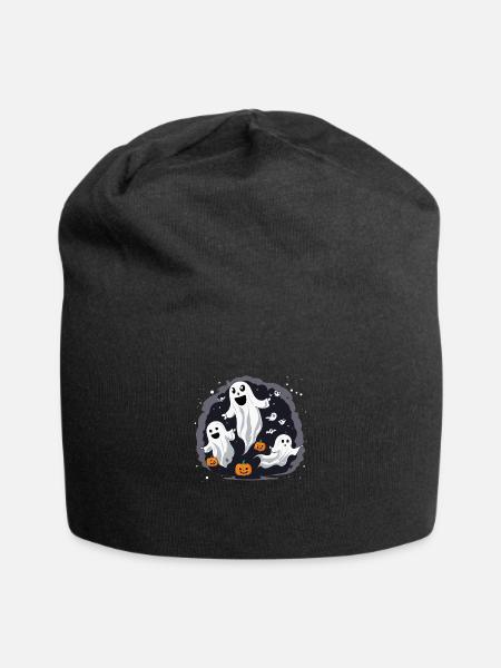 Glowing Ghosts Minimalist Glow in the Dark Shirt - Jersey Beanie - black - Front