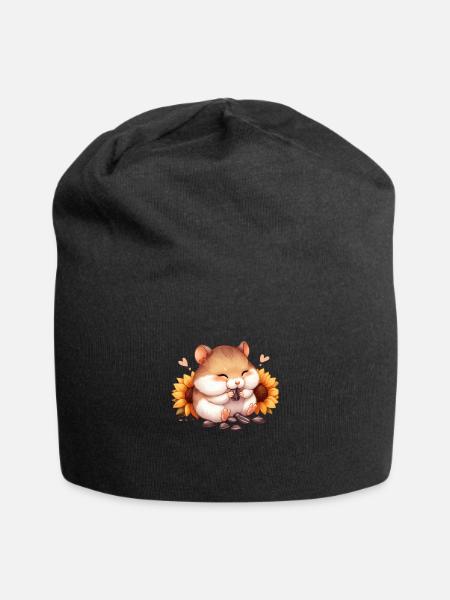 Sunflower Seeds & Hamsters - Jersey Beanie - black - Front