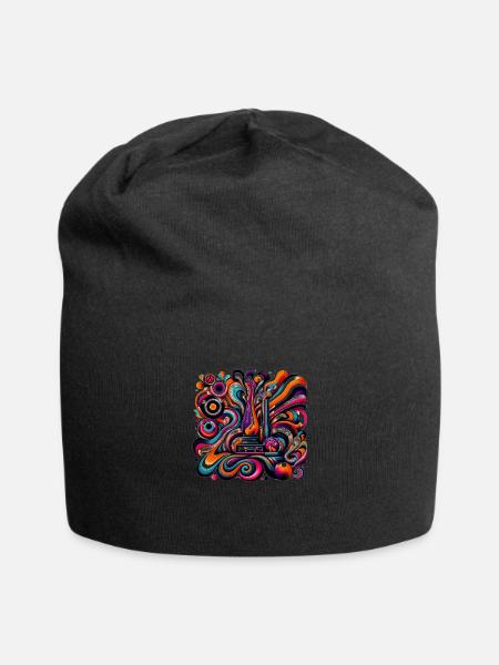 Psychedelic Retro Fusion - Jersey Beanie - black