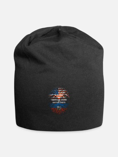 American Grown With Haitian Roots Tree Haiti Flag - Jersey Beanie - black - Front