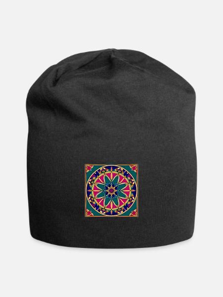 Persian Rug Medallion - Jersey Beanie - black - Front