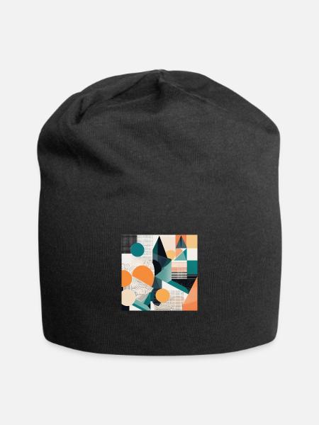 Minimalist Geometric Design with Depth Illusion - Jersey Beanie - black - Front