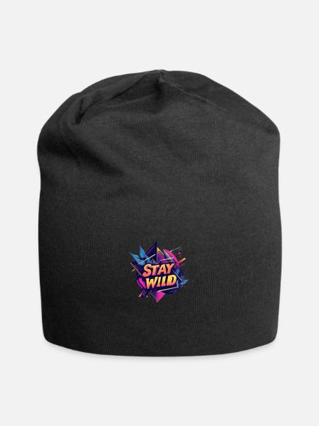 Stay Wild: Retro Geometry Meets Nature - Jersey Beanie - black - Front