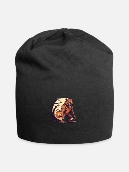Halloween Werewolf Pumpkin - Jersey Beanie - black
