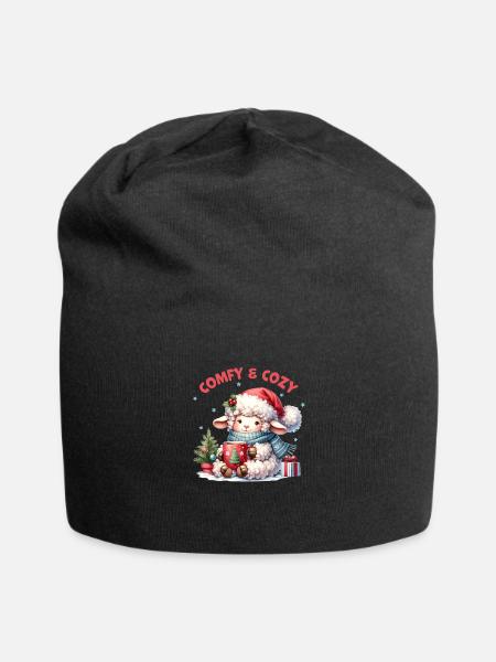 Comfy Cozy, Cute Christmas - Jersey Beanie - black - Front