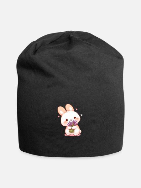 Bunny's Lavender Bliss - Jersey Beanie - black - Front