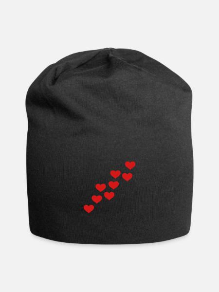 red heart love hearts icon - Jersey Beanie - black - Front