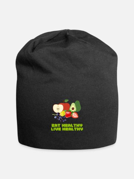 Eat Healthy,Live Healthy - Jersey Beanie - black - Front