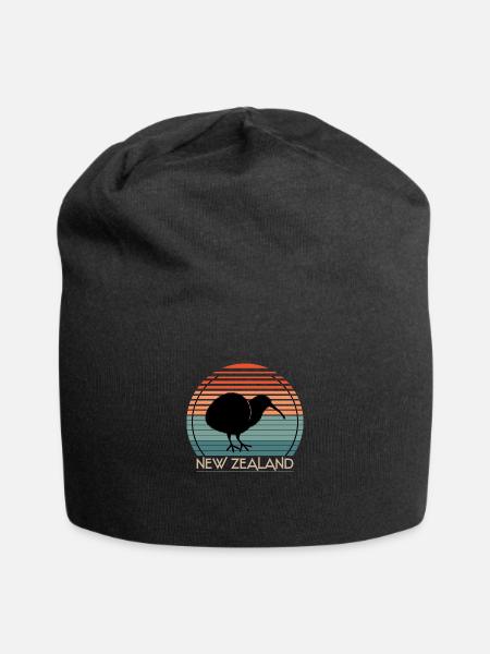 New Zealander Kiwi Bird Retro New Zealand - Jersey Beanie - black