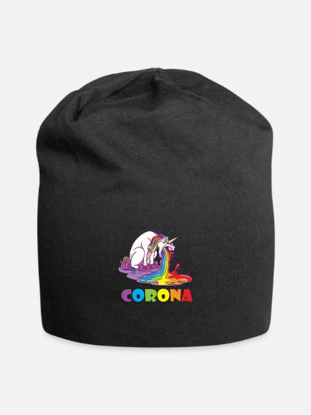 Unicorn Makes Corona Puke - Jersey Beanie - black - Front