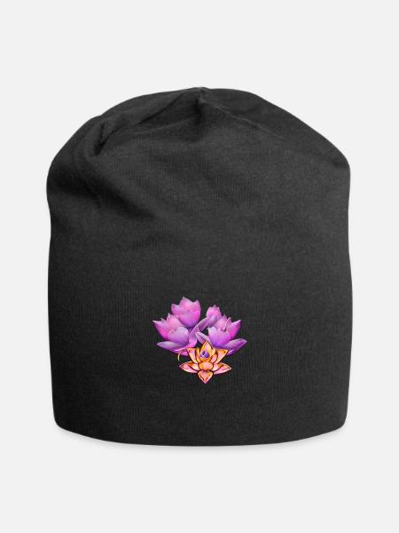 Lotus Bloom - Jersey Beanie - black - Front