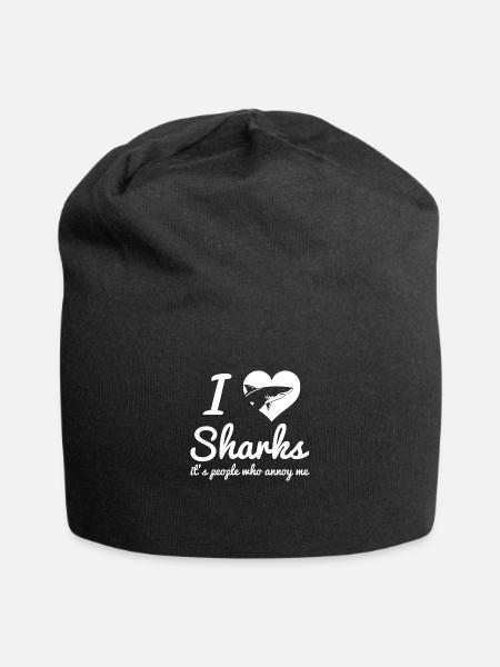 I Love Sharks - Jersey Beanie - black