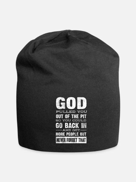 Drug Recovery , GOD pulled you out of the pit - Jersey Beanie - black - Front