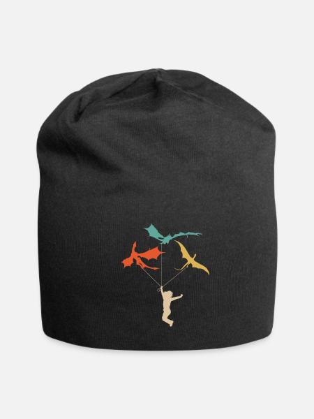 Funny Trendy Little Girl with Dragons - Jersey Beanie - black