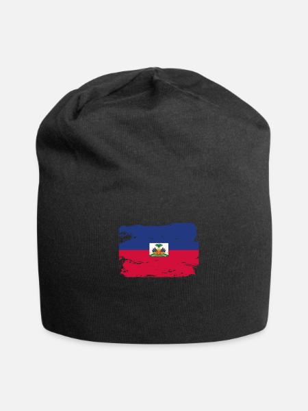 Official Haiti Flag Haitian Country Pride Vintage - Jersey Beanie - black - Front