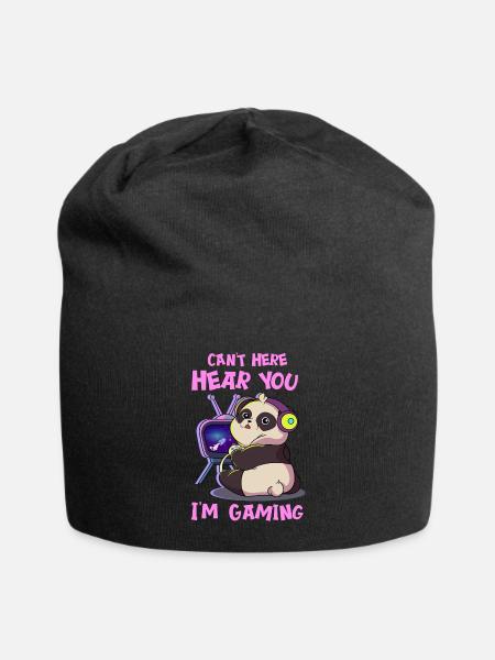 Cute Panda Bear Level Gaming Gamer - Jersey Beanie - black - Front