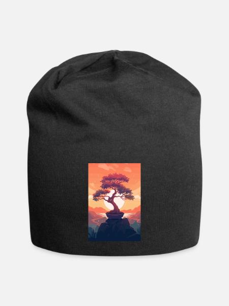 Bonsai Tree - Jersey Beanie - black - Front