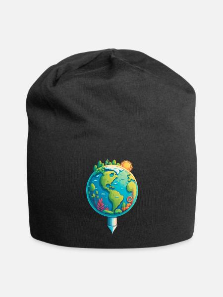 Climate Change Awareness Planet Earth - Jersey Beanie - black - Front