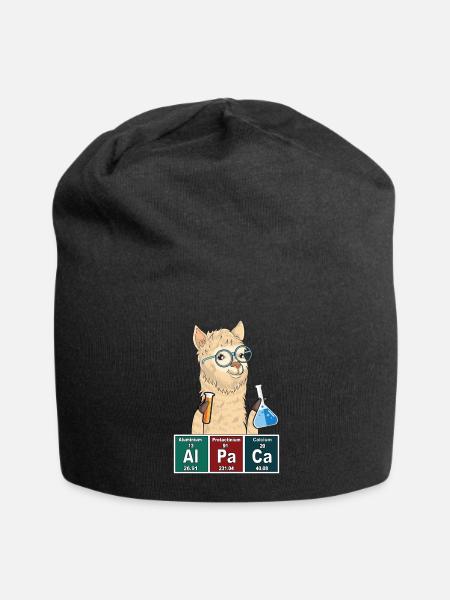 Chemistry Student Gift Scientist Cute Alpaca - Jersey Beanie - black - Front