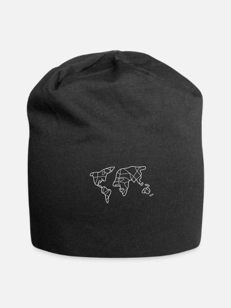 World Map World Maps Faces - Jersey Beanie - black - Front