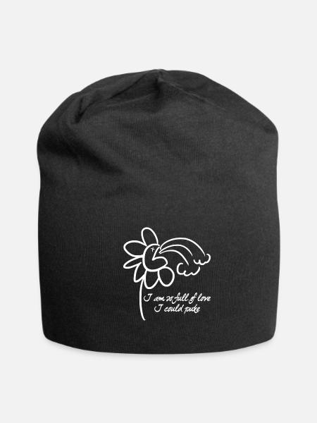 Valentine's Day Puking Flower - Jersey Beanie - black - Front